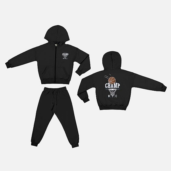 Conjunto Casaco Moletom Com Capuz E Calça Moletom Infantil Menino Have Fun 29466 Verde Claro