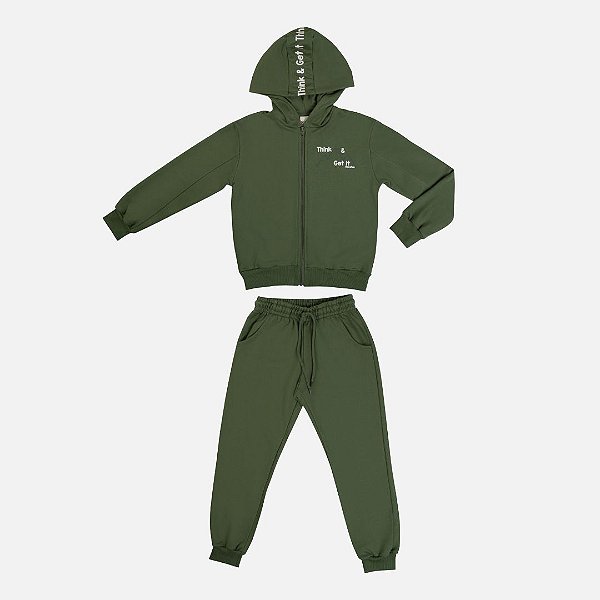 Conjunto Moletom Casaco Com Capuz Infantil Menino Have Fun 29445 Verde