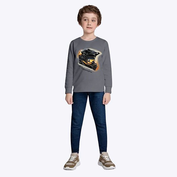 Camiseta Manga Longa Infantil Menino Kyly 1000834 Cinza