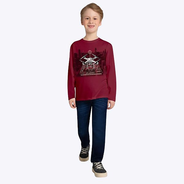Camiseta Manga Longa Infantil Menino Kyly 1000836 Vermelho