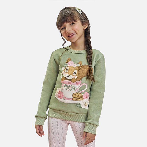 Conjunto Moletom Peluciado E Legging Em Termoskin Peluciado Infantil Menina Infanti 80318 Verde