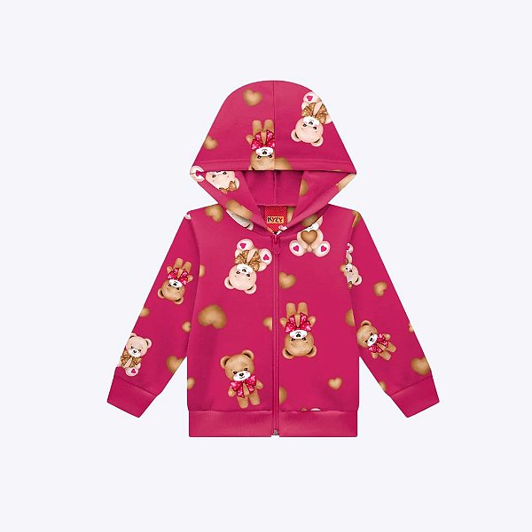 Conjunto Casaco Com Capuz E Calça Moletom Peluciado Infantil Menina Kyly 1000743 Azul Marinho