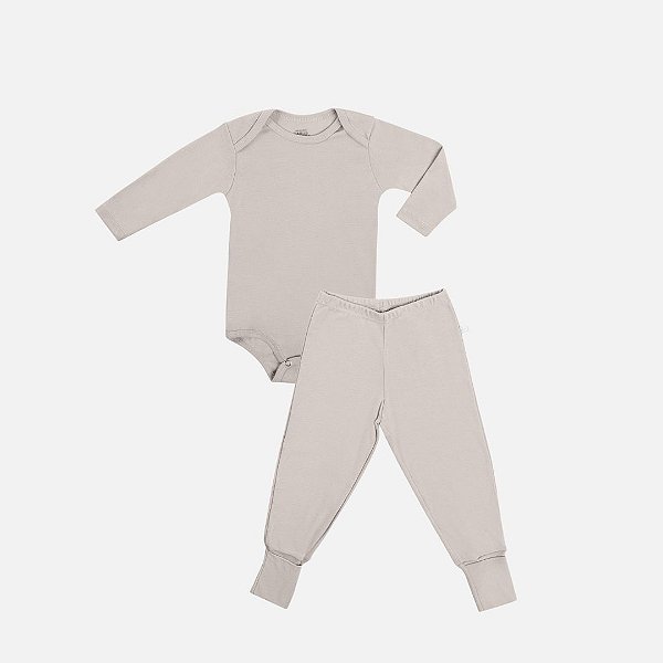 Conjunto Body Manga Longa E Calça Bebê Have Fun 28250 Branco