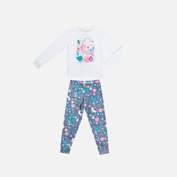 Blusa Manga Longa E Calça Malha Térmica Sublimada Infantil Menina Have Fun 29582 Lilas