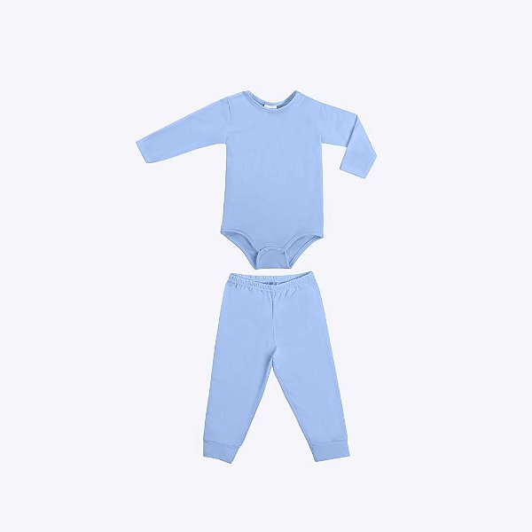 Conjunto Malha Térmica Body Manga Longa E Calça Bebê Have Fun 28305 Branco