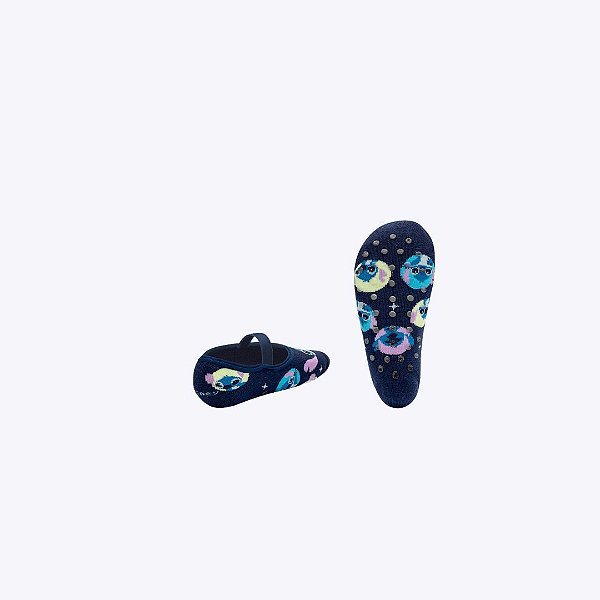 Meia Sapatilha Antiderrapante Infantil Stitch Puket 010406440 Azul Marinho