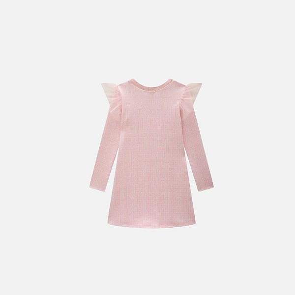 Vestido Manga Longa Rosa Claro Infantil Menina Infanti 79655