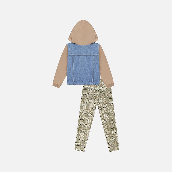 Conjunto Moletom Sem Pelúcia E Calça Legging Em Fly Tech Infantil Menina Infanti 80342 Azul