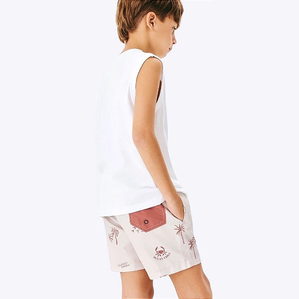 Bermuda Estampada Infantil Menino Hering Kids Kvj35psi Offwhite