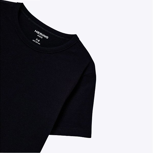 Camiseta Básica Preta Infantil Menino Hering Kids 5Cmun10en Preto
