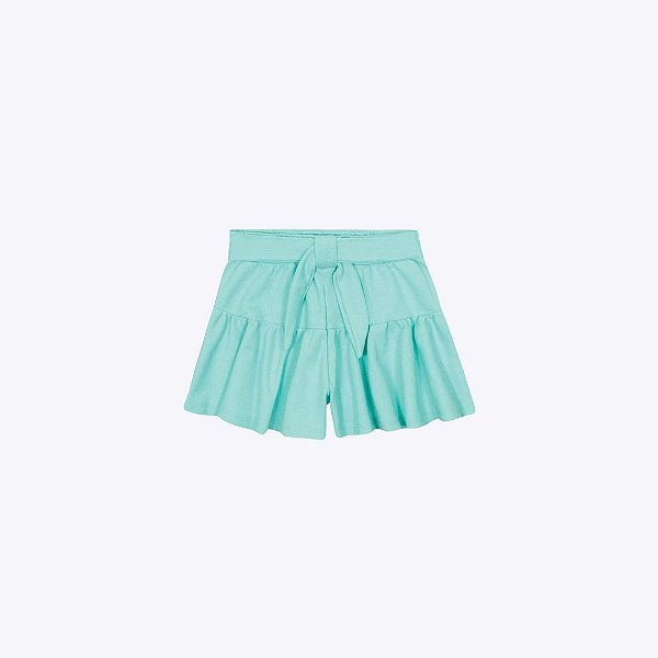 Conjunto Blusa Cropped E Shorts Em Moletinho Waffle Infantil Menina Mundo Cinti 12553 Verde