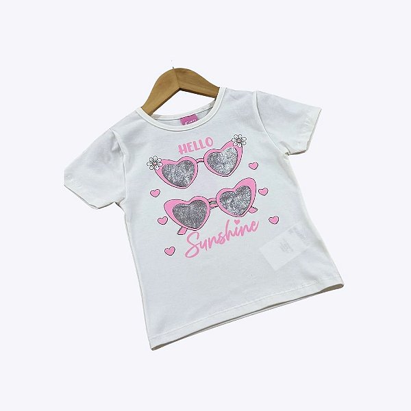 Conjunto Blusa Manga Curta Hello Sunshine E Shorts Rosa Infantil Menina Mundo Cinti 12542 Natural