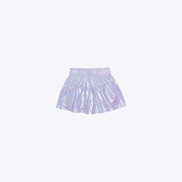 Conjunto Holográfico Blusa Manga Curta E Shorts Lilás Infantil Menina Mundo Cinti 12546 Lilas
