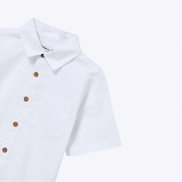 Camisa Branca Manga Curta Comfort Infantil Menino Hering Kids Lag91asi Branco