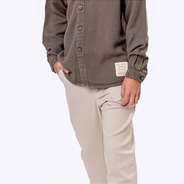 Conjunto Camisa Manga Longa E Calça Sarja Infantil Menino Vigat 3023 Cinza