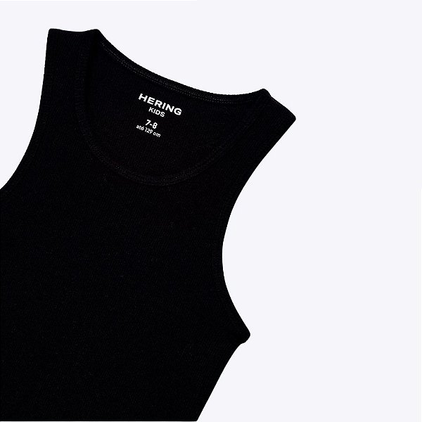 Regata Básica Preta Em Ribana Infantil Menina Hering Kids 5118N10en Preto