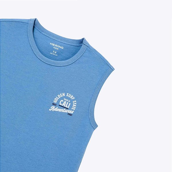Camiseta Regata Azul em Malha Infantil Menino Hering Kids 51P62VEN