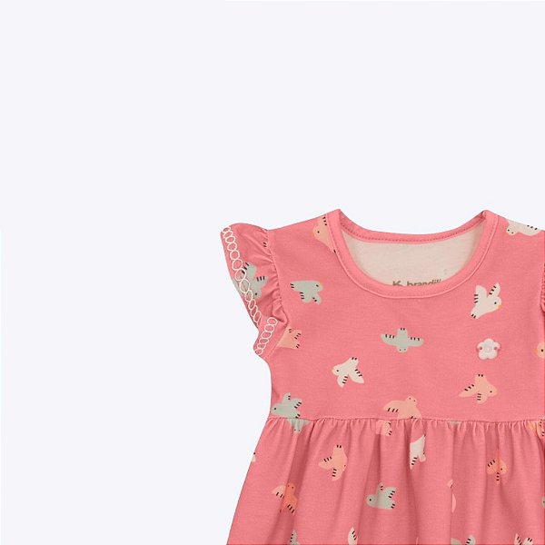 Vestido Manga Curta Estampado Bebê Menina Brandili 26824 Rosa Claro