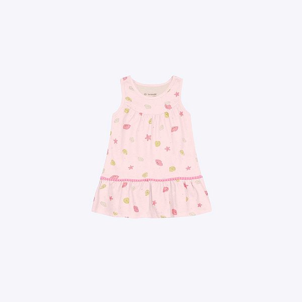 Vestido Manga Curta Estampado Bebê Menina Brandili 26826 Rosa Claro