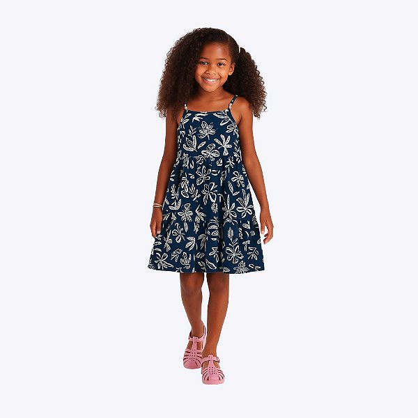 Vestido Alcinha Estampado Infantil Menina Brandili 26604 Azul