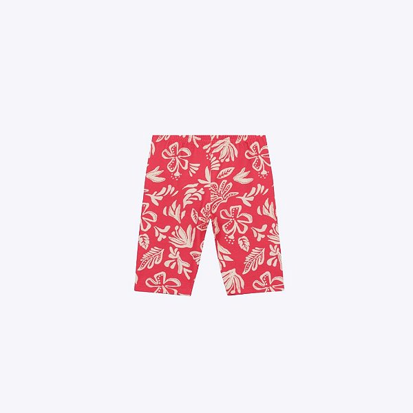 Conjunto Blusa Manga Curta E Bermuda Cotton Estampada Infantil Menina Brandili 26611 Natural