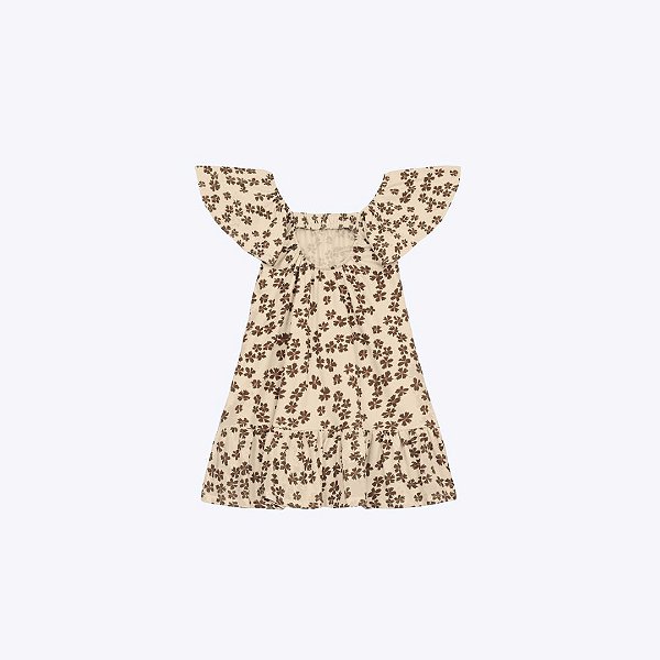 Vestido Manga Curta Florzinha Infantil Menina Brandili 26603 Amarelo