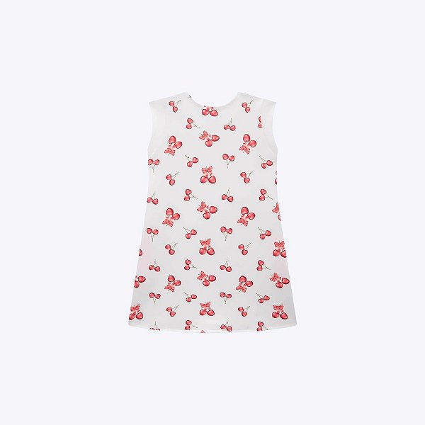 Vestido Manga Curta Em Fly Tech Off White Cereja Infantil Menina Infanti 82836 Branco