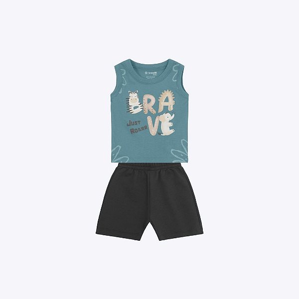 Conjunto Camiseta Regata E Shorts Bebê Menino Brandili 26840 Laranja