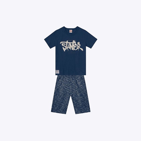 Conjunto Camiseta Manga Curta Skater E Bermuda Moletinho Infantil Menino Brandili 26553 Branco