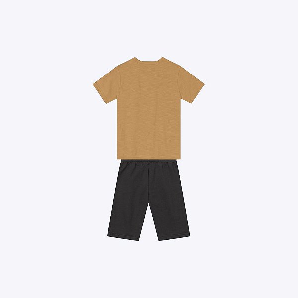 Conjunto Camiseta Meia Malha Manga Curta E Bermuda Moletinho Juvenil Menino Brandili 26556 Verde