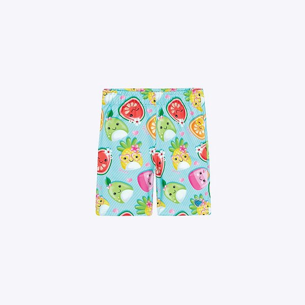 Conjunto Blusa Manga Curta Frutas E Shorts Ciclista Azul Infantil Menina Mundo Cinti 12582 Natural