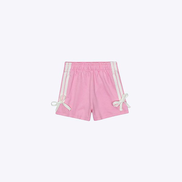 Conjunto Cropped Branco com Colete e Shorts Rosa Infantil Menina Mundo Cinti 12587