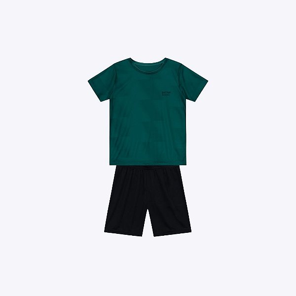 Conjunto Camiseta Manga Curta E Bermuda Esportiva Infantil Menino Brandili 26725 Cinza