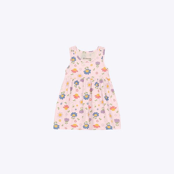 Vestido Rosa Claro Florzinha Infantil Menina Brandili 26844