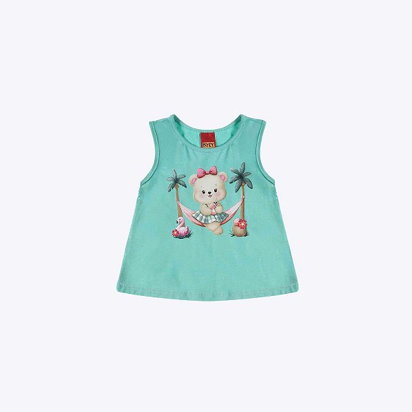 Blusa Regata Ursinha Bebê Menina Kyly 1000970 Rosa Choque