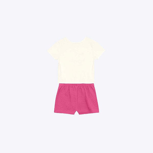 Conjunto Blusa Manga Curta Flower E Shorts-Saia Infantil Menina Brandili 26625 Rosa Claro