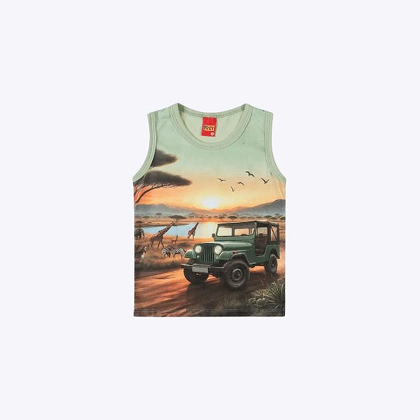 Camiseta Regata Selva Infantil Menino Kyly 1001072 Amarelo Queimado