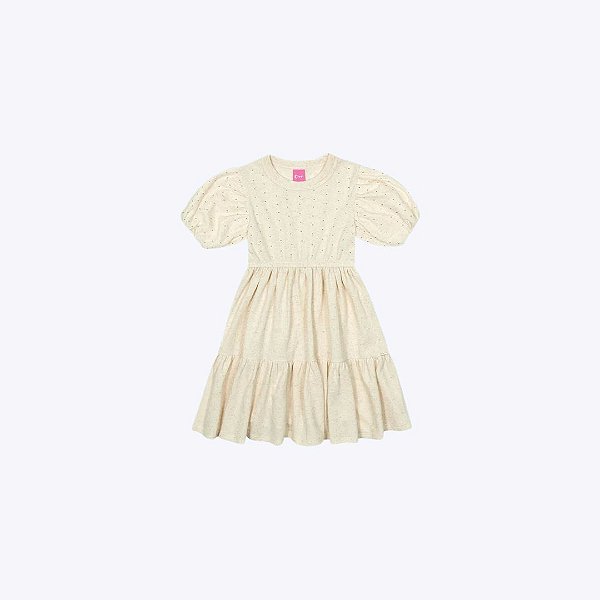 Vestido Em Moletinho Linho Off White Infantil Menina Mundo Cinti 12500 Offwhite
