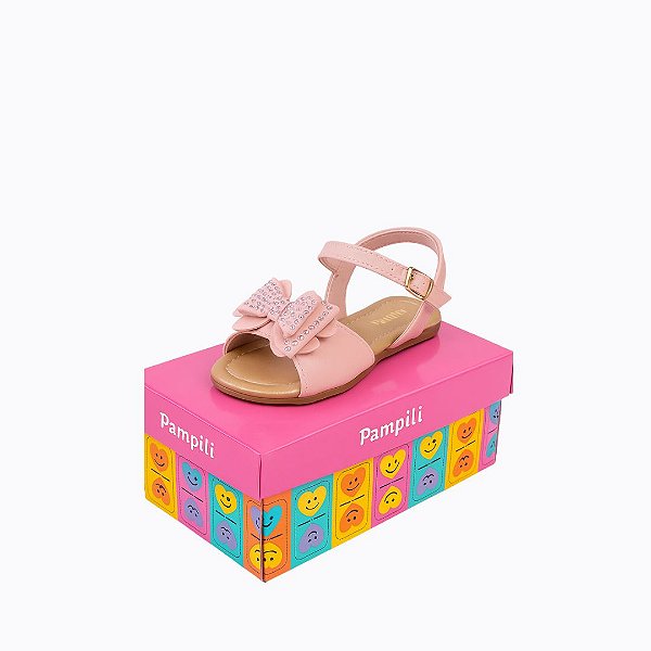 Sandália Laço Pedras Strass Rosa Infantil Feminina Pampili 642095000