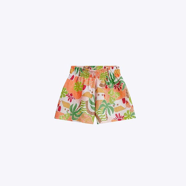 Conjunto Blusa Manga Curta E Shorts Estampado Infantil Menina Nanai 6000278 Offwhite