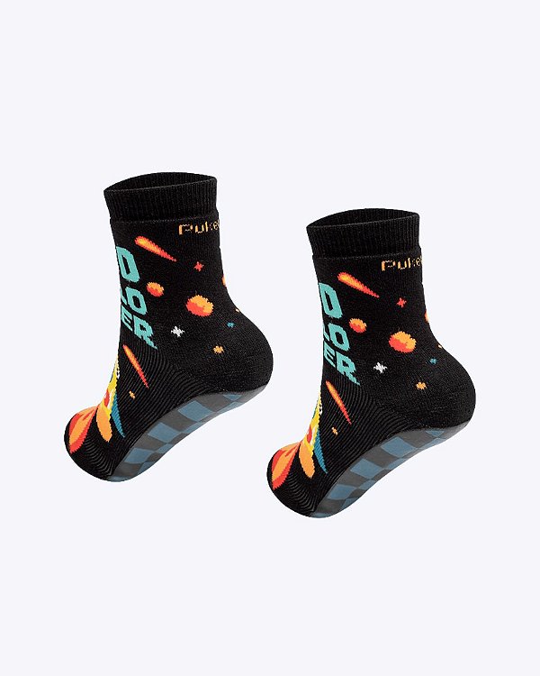 Meia Soquete com Sola Emborrachada Infantil Masculina Space Food Puket 010406256