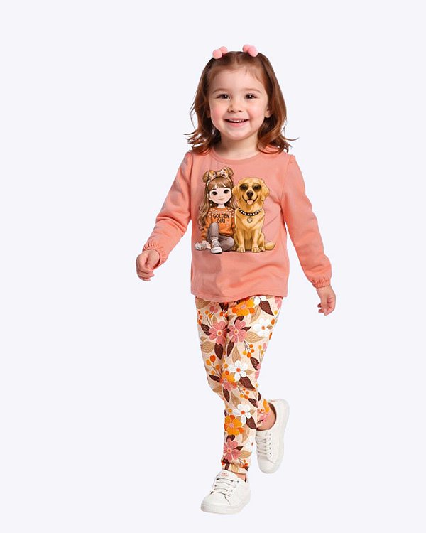 Conjunto Moletom e Calça Legging Infantil Feminino Kyly P1001528