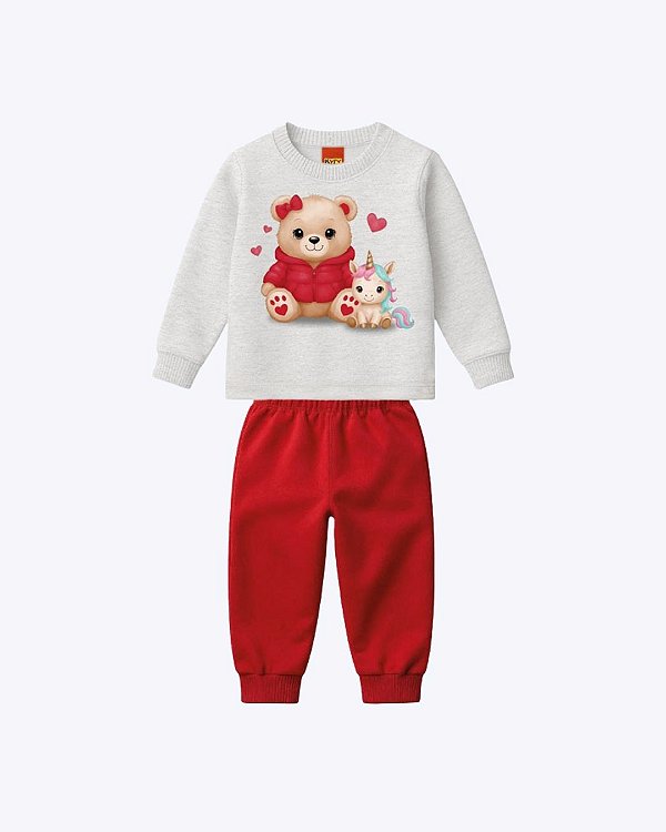 Conjunto Moletom Peluciado Estampado Infantil Feminino Kyly P1001508
