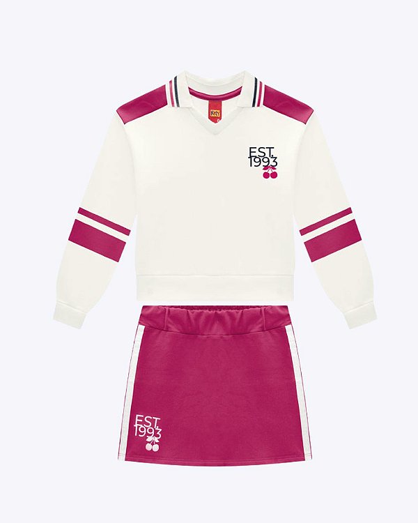 Conjunto Blusa Manga Longa e Saia Moletom Juvenil Feminino Kyly 1001767