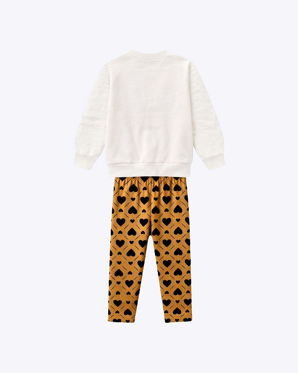 Conjunto Casaco de Pelinho Bordado e Calça Legging Infantil Feminino Kyly 1001536