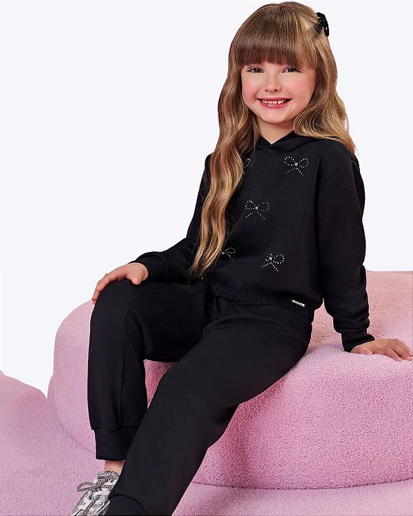 Conjunto de Blusão Boxy e Calça Jogger em Malha Infantil Feminino Infanti 93210