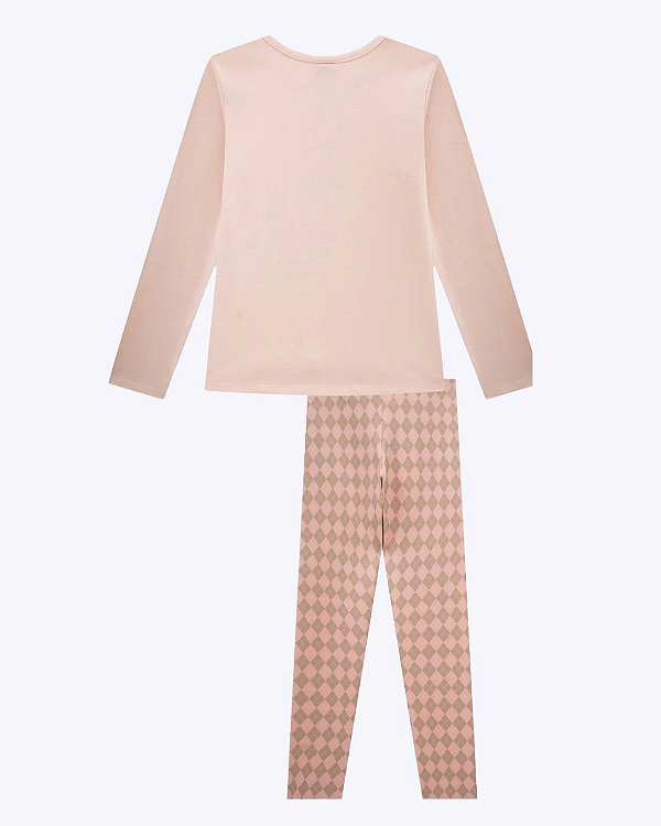 Conjunto de Blusa Alongada em Cotton e Calça Legging em Fly Tech Infantil Feminina Infanti 89743