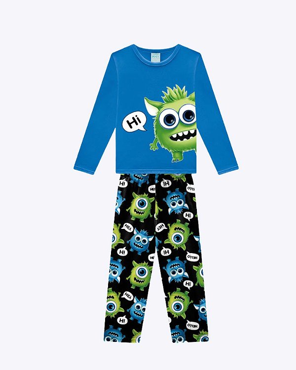 Pijama Manga Longa Alien Infantil Masculino Kyly 1001647