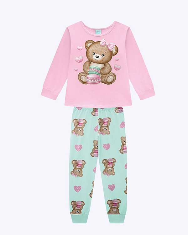 Pijama Manga Longa Ursinho Infantil Feminino Kyly 1001644