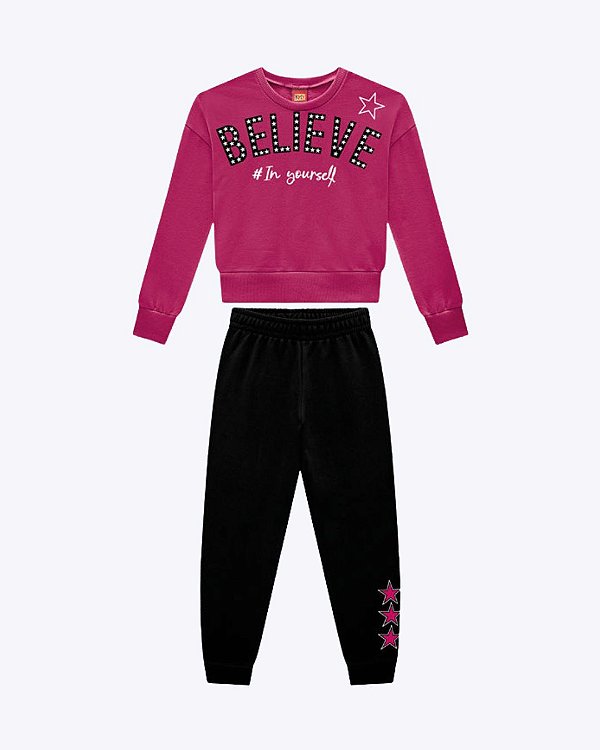 Conjunto Moletom Peluciado Estrela Infantil Feminino Kyly 1001557